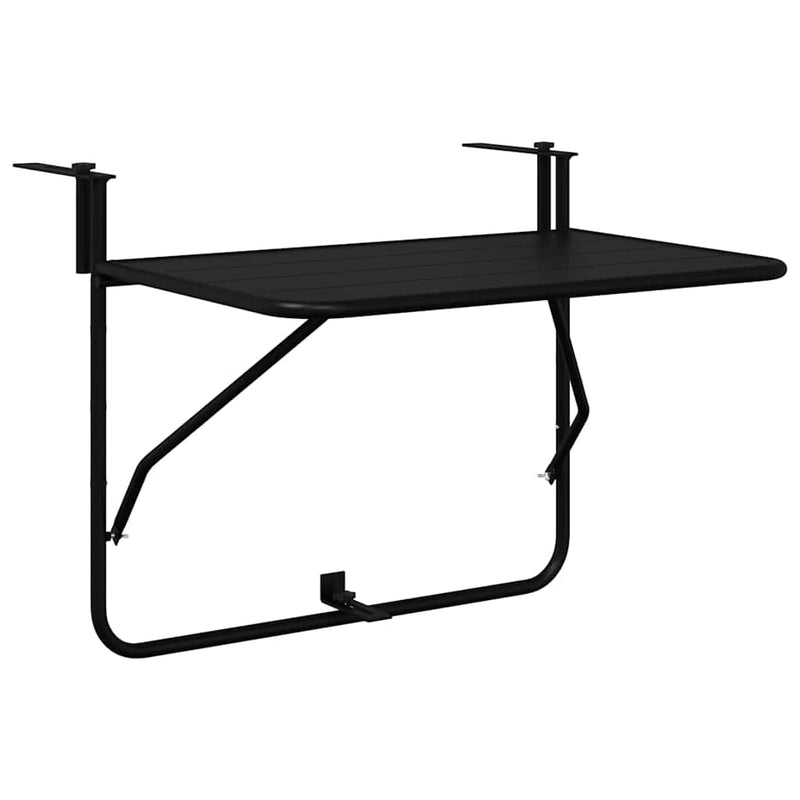 vidaXL Függő erkélyasztal Fekete 60 x 39 x 65 cm Acél