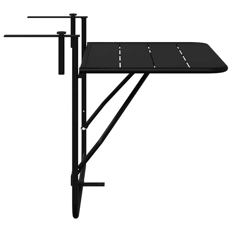 vidaXL Függő erkélyasztal Fekete 60 x 39 x 65 cm Acél