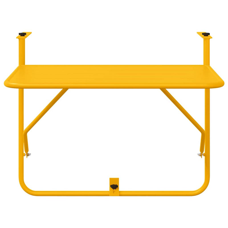 vidaXL Függő erkélyasztal Sárga 60 x 39 x 65 cm Acél