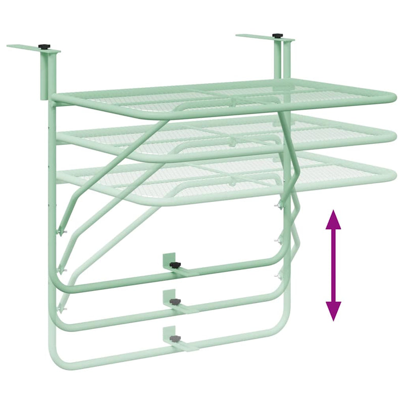 vidaXL Függő erkélyasztal Menta zöld 60 x 39 x 65 cm Acél