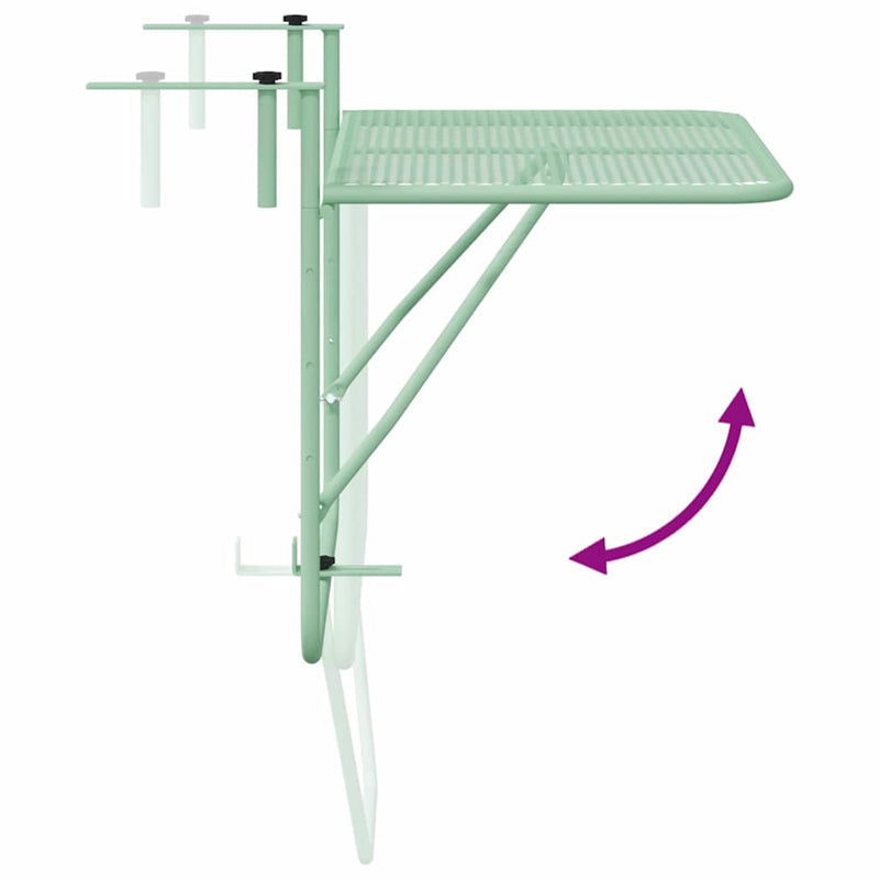 vidaXL Függő erkélyasztal Menta zöld 60 x 39 x 65 cm Acél