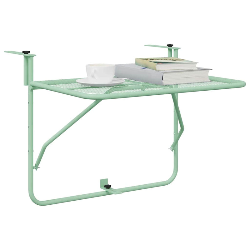 vidaXL Függő erkélyasztal Menta zöld 60 x 39 x 65 cm Acél