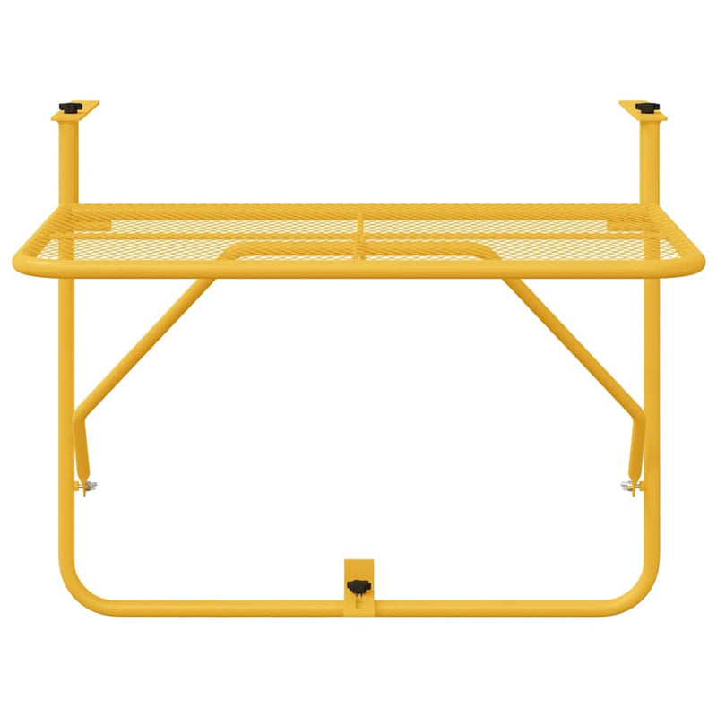 vidaXL Függő erkélyasztal Mustár 60 x 39 x 65 cm Acél