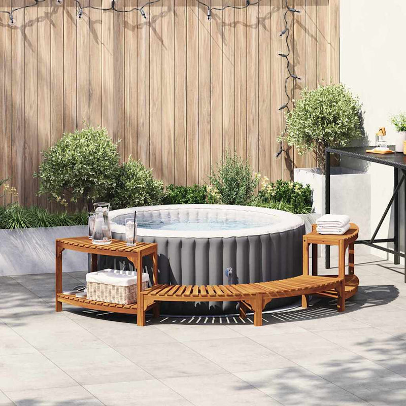 vidaXL Kerek kültéri pezsgőfürdő környezet Barna 252 x 112 x 55.5 cm