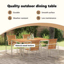 vidaXL Étkezőasztal 150x90x75 cm Szilárd akácfa és rozsdamentes acél