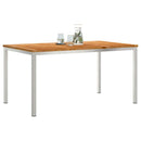 vidaXL Étkezőasztal 150x90x75 cm Tömör teakfa és rozsdamentes acél