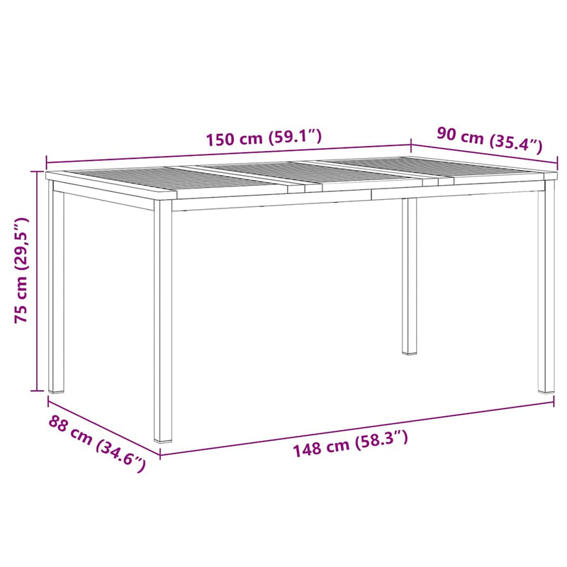 vidaXL KültériÉtkezőAsztal Barna 200x90x75 cm Szilárd teakfa