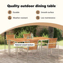 vidaXL Étkezőasztal 180x90x75 cm Szilárd akácfa és rozsdamentes acél