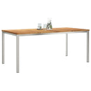 vidaXL Étkezőasztal 180x90x75 cm Tömör teakfa és rozsdamentes acél