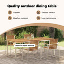 vidaXL Étkezőasztal 200x90x75 cm Szilárd akácfa és rozsdamentes acél
