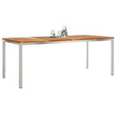 vidaXL Étkezőasztal 200x90x75 cm Tömör teakfa és rozsdamentes acél