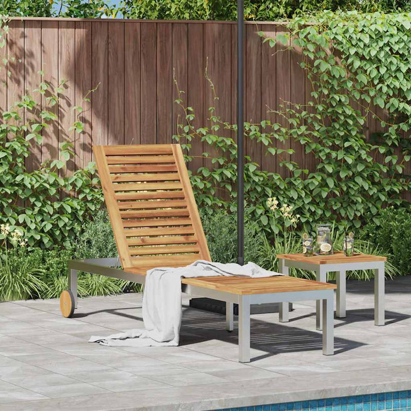 vidaXL Napozó 1-személy Barna 207 x 58 x 35cm Tömör akácfa