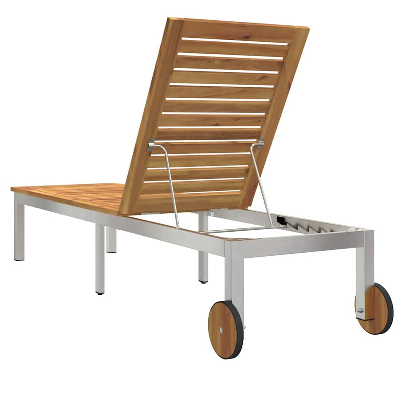 vidaXL Napozó 1-személy Barna 207 x 58 x 35cm Tömör akácfa