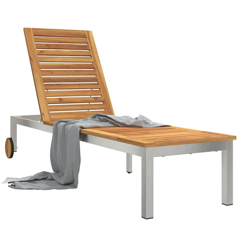 vidaXL Napozó 1-személy Barna 207 x 58 x 35cm Tömör akácfa