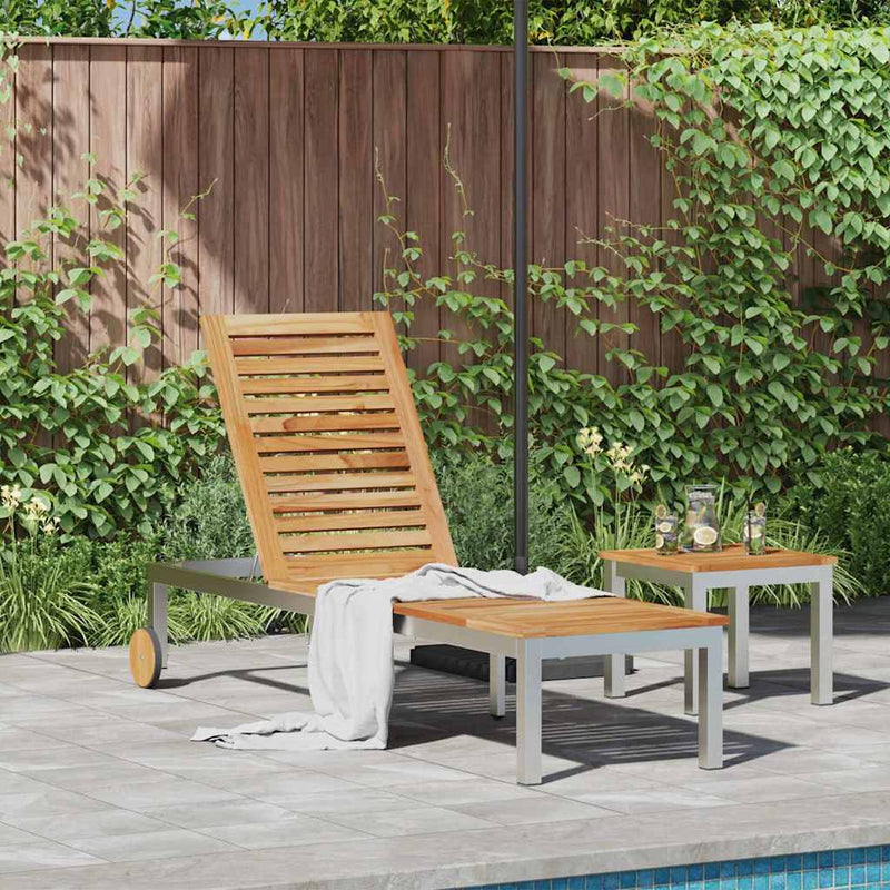 vidaXL Napozó 1-személy Barna 207 x 58 x 35cm Tömör akácfa