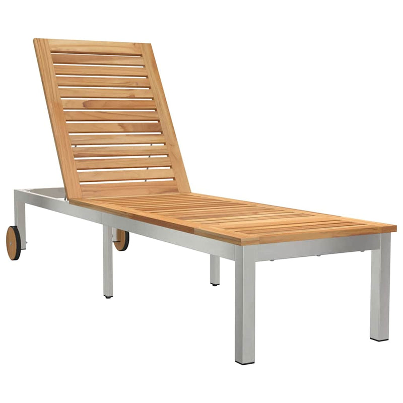 vidaXL Napozó 1-személy Barna 207 x 58 x 35cm Tömör akácfa