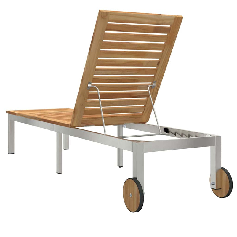 vidaXL Napozó 1-személy Barna 207 x 58 x 35cm Tömör akácfa