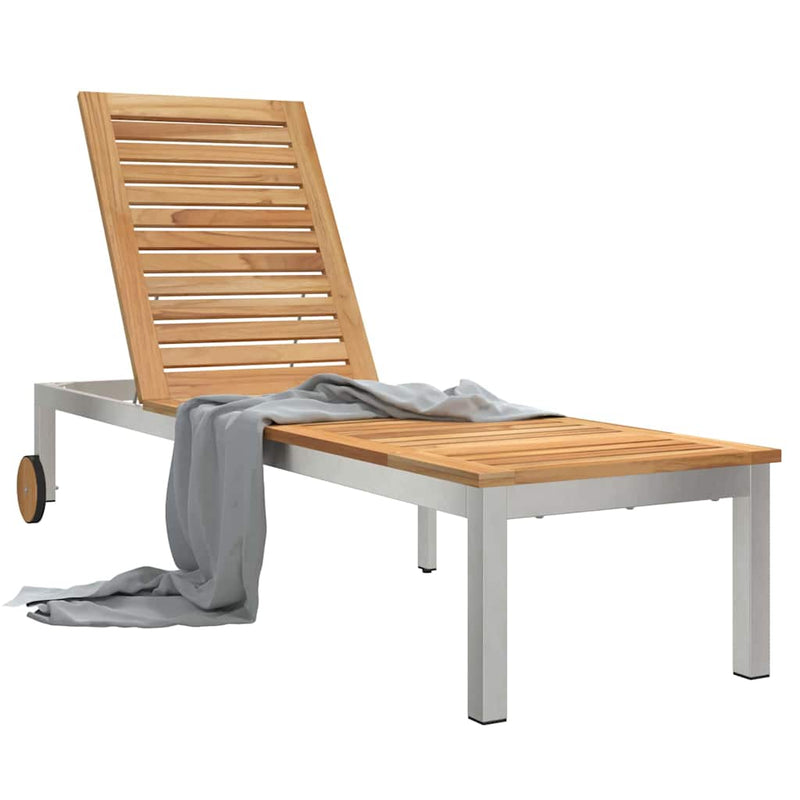 vidaXL Napozó 1-személy Barna 207 x 58 x 35cm Tömör akácfa