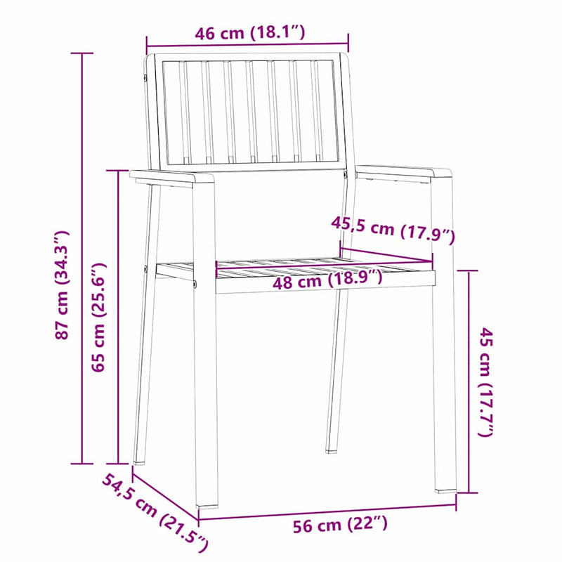 vidaXL Kerti Szék 4 pcs Barna 56 x 54.5 x 87 cm Tömör tíkfa