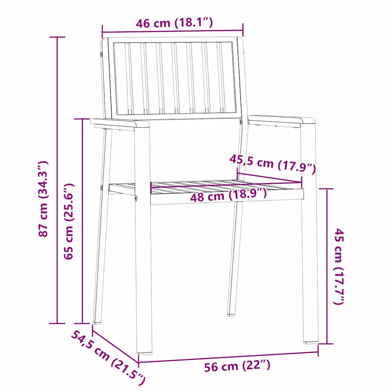 vidaXL Kerti Szék 4 pcs Barna 56 x 54.5 x 87 cm Tömör akácfa