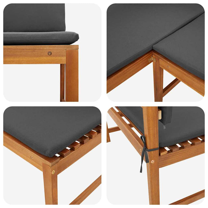 vidaXL Kerti Sarok Pad Barna 140 x 100 x 91cm Tömör akácfa