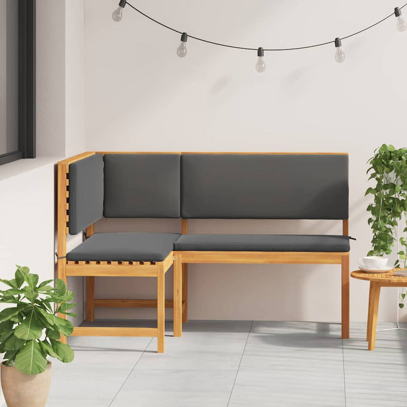 vidaXL Kerti Sarok Pad Barna 140 x 100 x 91cm Tömör akácfa