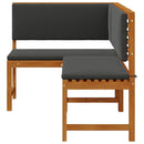 vidaXL Kerti Sarok Pad Barna 140 x 100 x 91cm Tömör akácfa