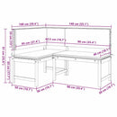 vidaXL Kerti Sarok Pad Barna 140 x 100 x 91cm Tömör akácfa