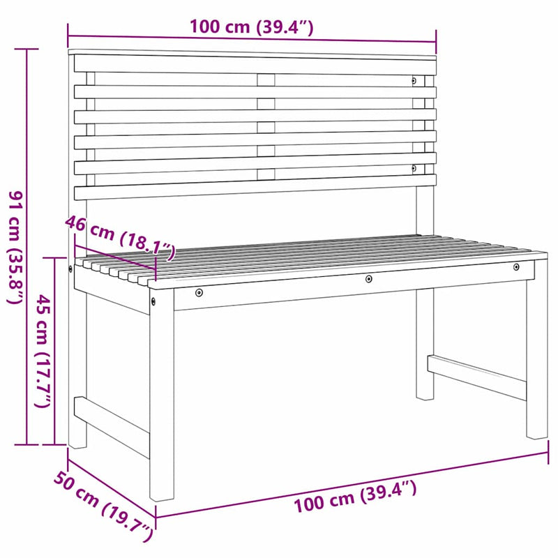 vidaXL Kerti pad Barna 100 x 50 x 91cm Tömör akácfa