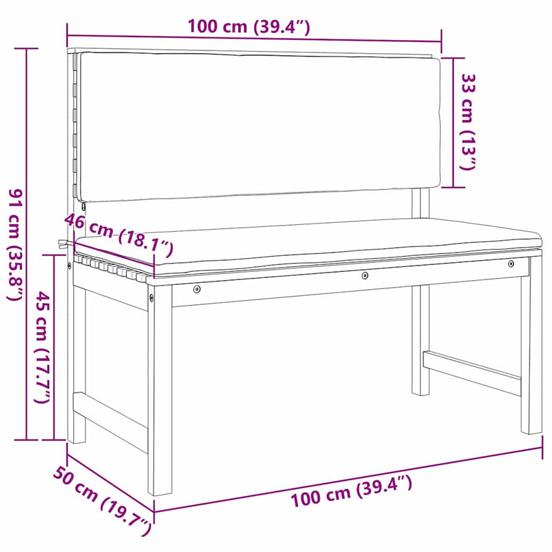 vidaXL Kerti pad Barna 100 x 50 x 91cm Tömör akácfa