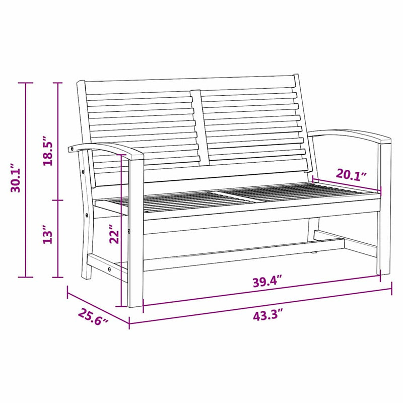 vidaXL Kerti pad Természetes 110 x 64 x 76.5 cm Tömör tíkfa