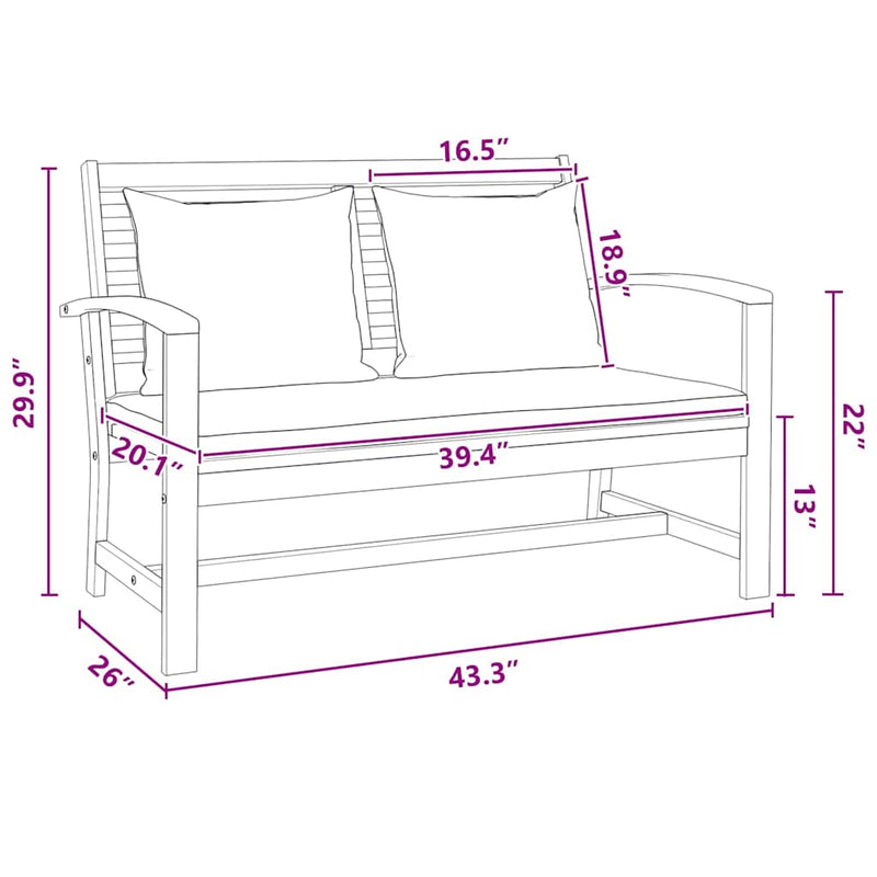 vidaXL Kerti pad Természetes 110 x 64 x 76.5 cm Tömör tíkfa