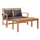 vidaXL pad párnával Barna és sötétszürke 110 x 66 x 76 cm Tömör Teakfa