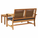 vidaXL pad párnával Barna és sötétszürke 110 x 66 x 76 cm Tömör Teakfa