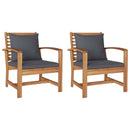 vidaXL Kerti székek 2 pcs Természetes 60 x 65 x 76.5 cm Tömör tíkfa