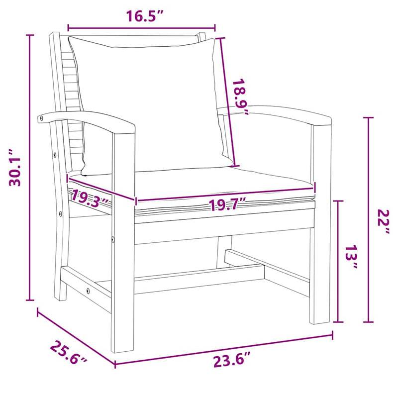 vidaXL Kerti székek 2 pcs Természetes 60 x 65 x 76.5 cm Tömör tíkfa