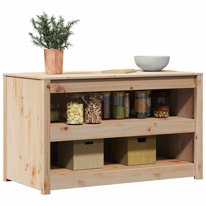 vidaXL Konyhaszekrény polcokkal Barna 106 x 55 x 64 cm Tömör fenyőfa