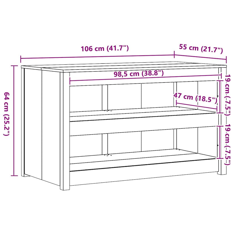 vidaXL Konyhaszekrény polcokkal Barna 106 x 55 x 64 cm Tömör fenyőfa