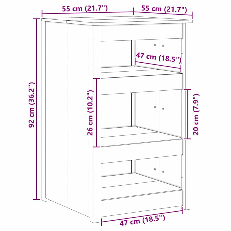 vidaXL Konyhaszekrény polcokkal Fehér 55 x 55 x 92 cm Tömör fenyőfa