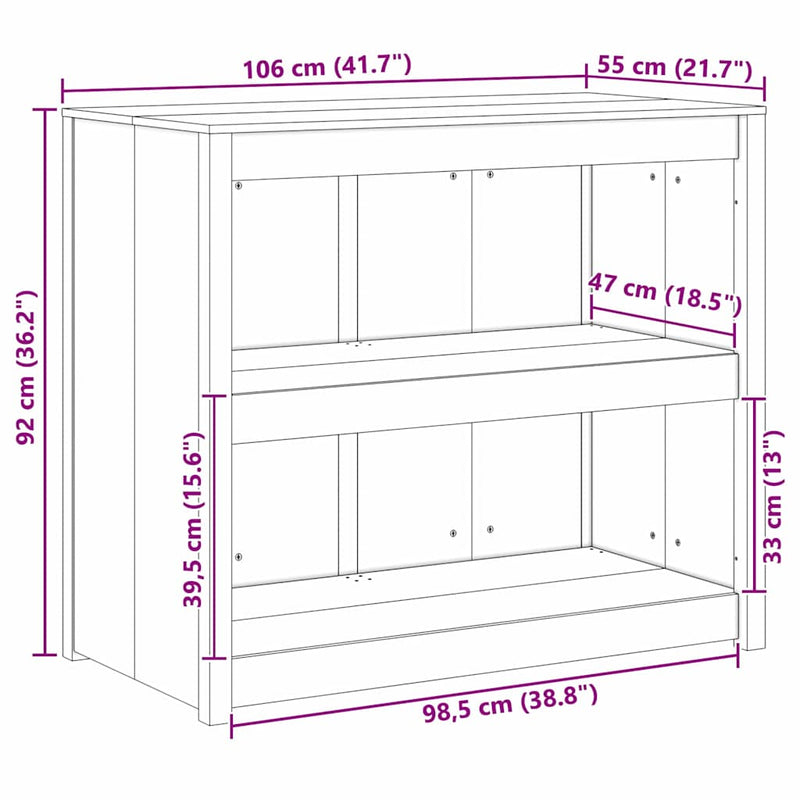 vidaXL Konyhaszekrény polcokkal Barna 106 x 55 x 92 cm tömör duglászfa
