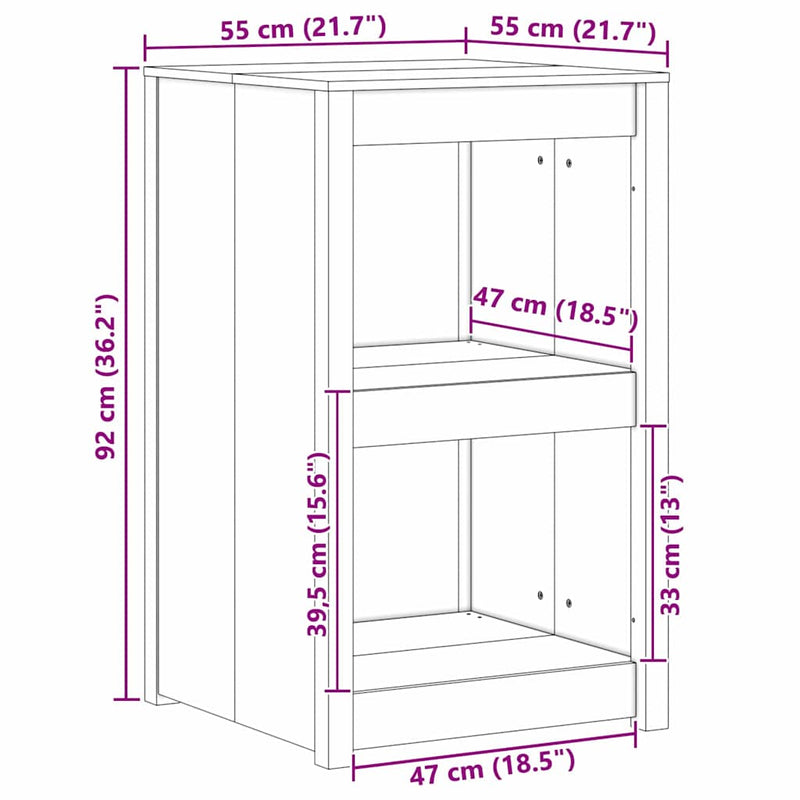 vidaXL Konyhaszekrény polcokkal Barna 55 x 55 x 92 cm Tömör fenyőfa