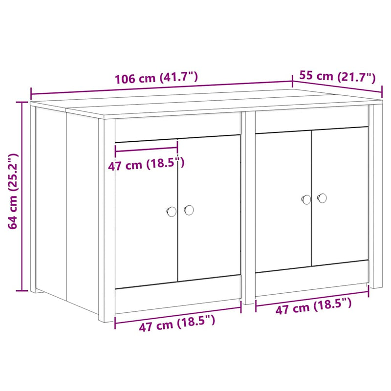 vidaXL Konyhaszekrény polcokkal Fehér 106 x 55 x 64 cm Tömör fenyőfa