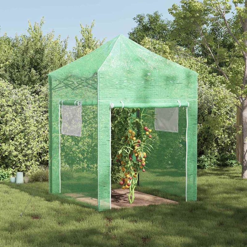 vidaXL Melegház tetővel Zöld 200 x 200 x 300 cm Acél