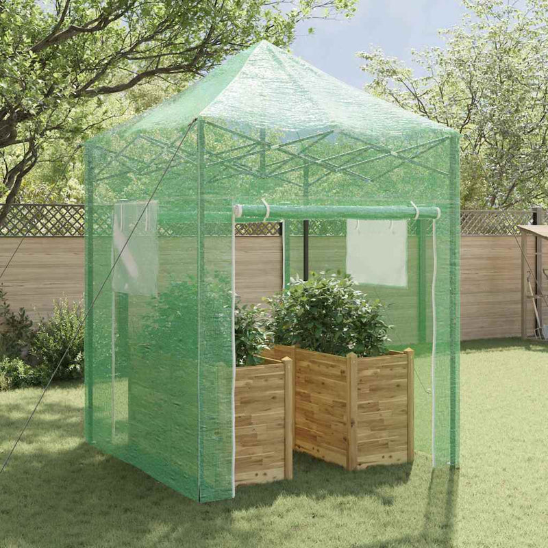 vidaXL Melegház tetővel Zöld 200 x 200 x 300 cm Acél