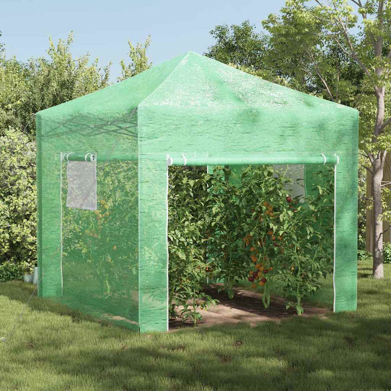 vidaXL Melegház tetővel Zöld 290 x 290 x 315 cm Acél