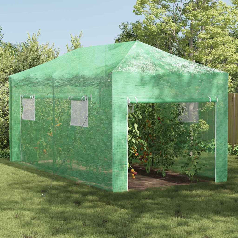 vidaXL Melegház tetővel Zöld 290 x 580 x 315 cm Acél