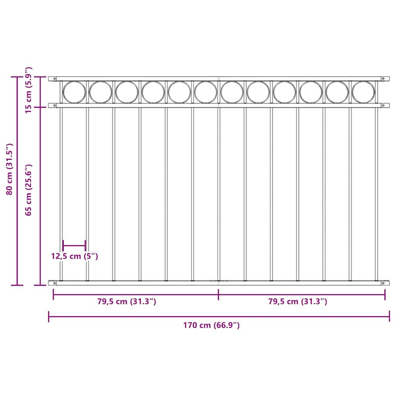 vidaXL Kerti Kerítés Szürke Acél