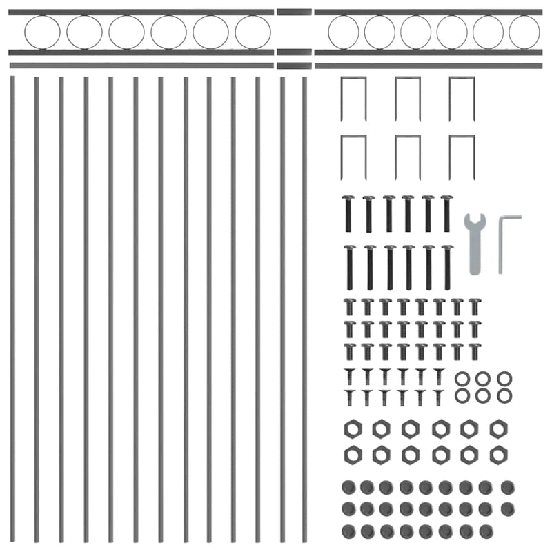 vidaXL Kerti Kerítés Szürke Acél
