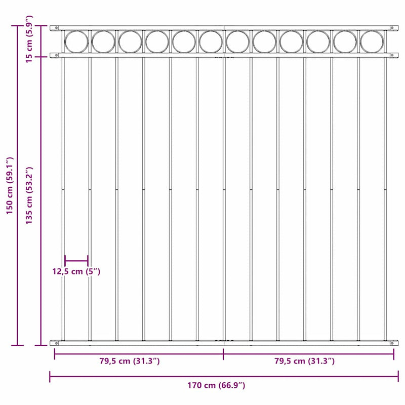 vidaXL Kerti Kerítés Szürke Acél