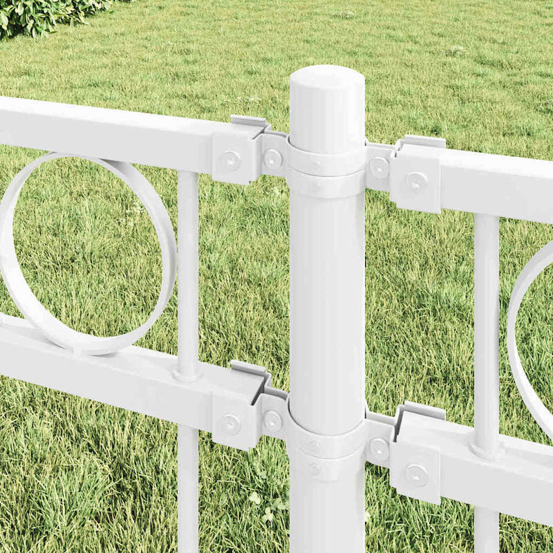 vidaXL Kerti Kerítés Fehér Acél